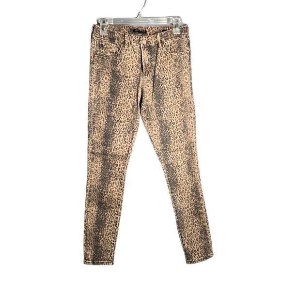 Dear John Gisele Brown and Black Leopard High Rose Skinny Jeans Size 26 - Picture 1 of 9